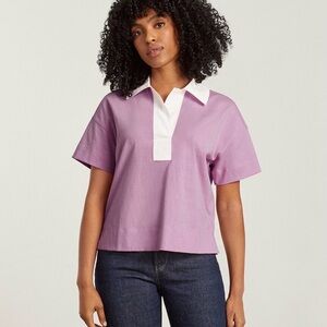 Everlane The Retro Jersey Polo with white collar NWT